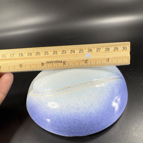 Hand Crafted Stoneware Pottery Wall Pocket Vase Blue Heart Shaped Vessel Decor - Picture 9 of 16